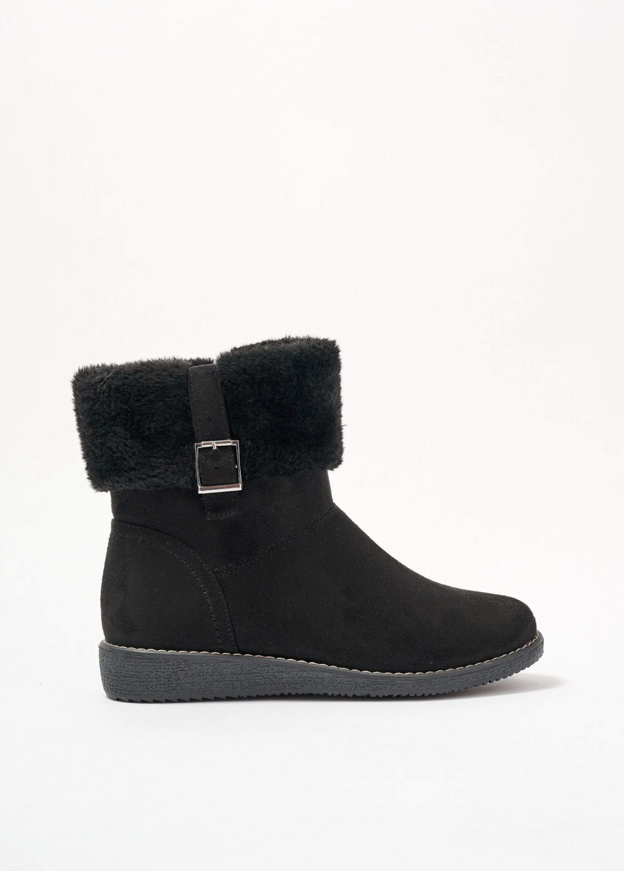 Vegan faux-fur cuff boots comfort width