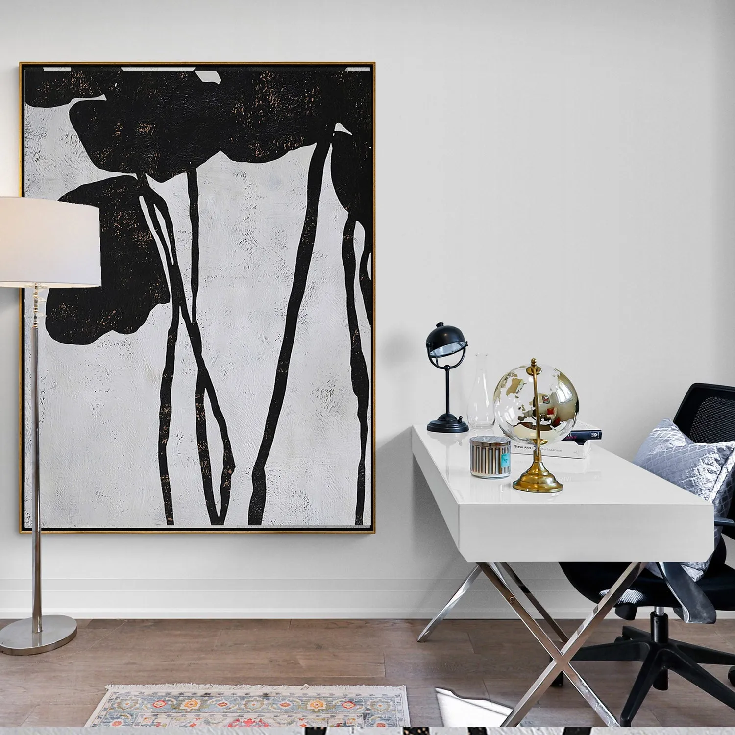 Vertical Abstract Flowers Painting H133V