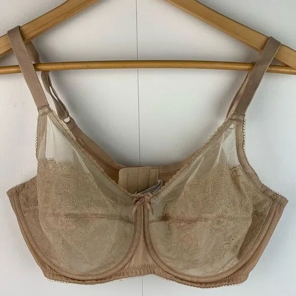 Wacoal 2 Retro Chic Full Figure Underwire Bra lace beige and lime Size 36DD