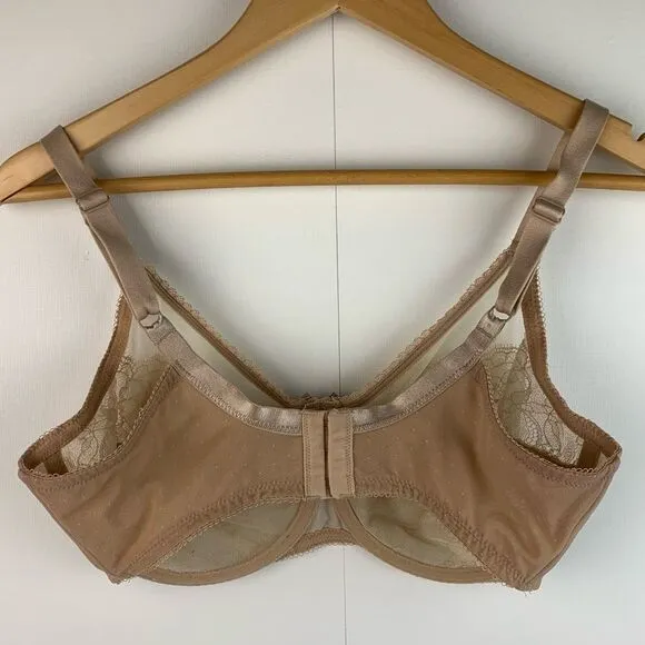 Wacoal 2 Retro Chic Full Figure Underwire Bra lace beige and lime Size 36DD