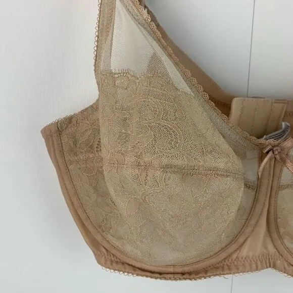 Wacoal 2 Retro Chic Full Figure Underwire Bra lace beige and lime Size 36DD