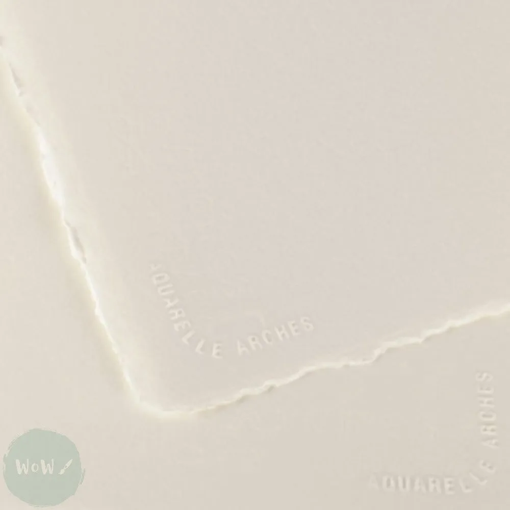 Watercolour Paper - SHEET - ARCHES AQUARELLE -  FIVE SHEETS – 300lb/640gsm -  22 x 30" - SATINE  (SMOOTH/Hot Pressed)
