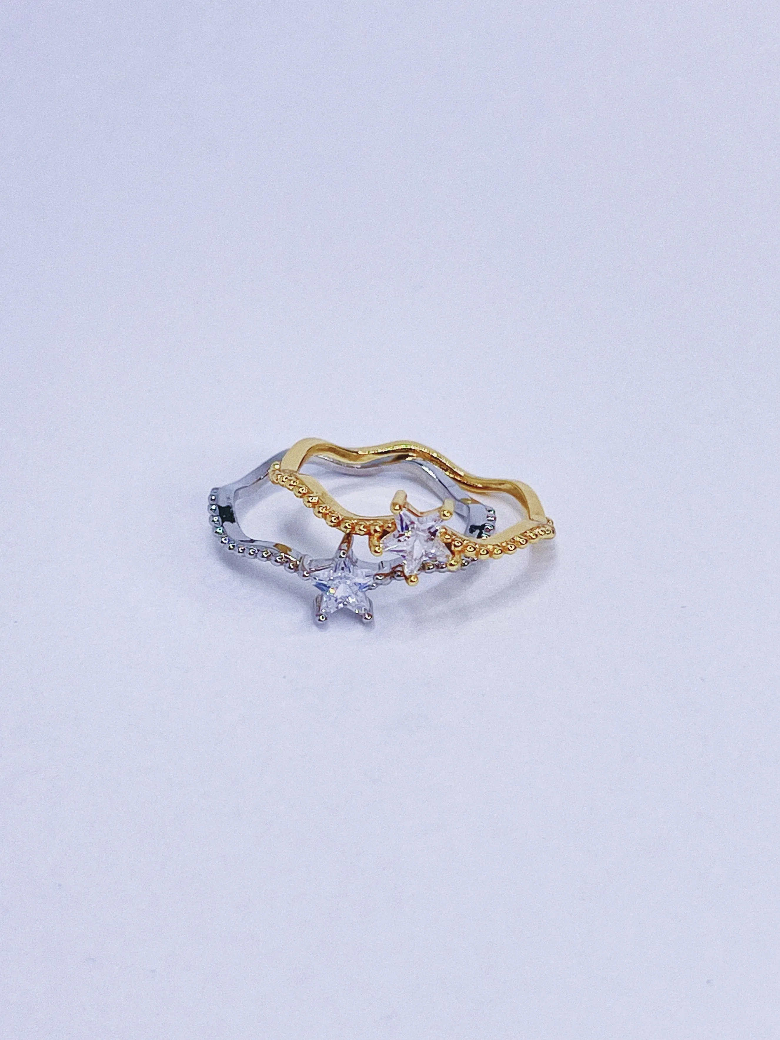 Wavy Crystal Star Ring