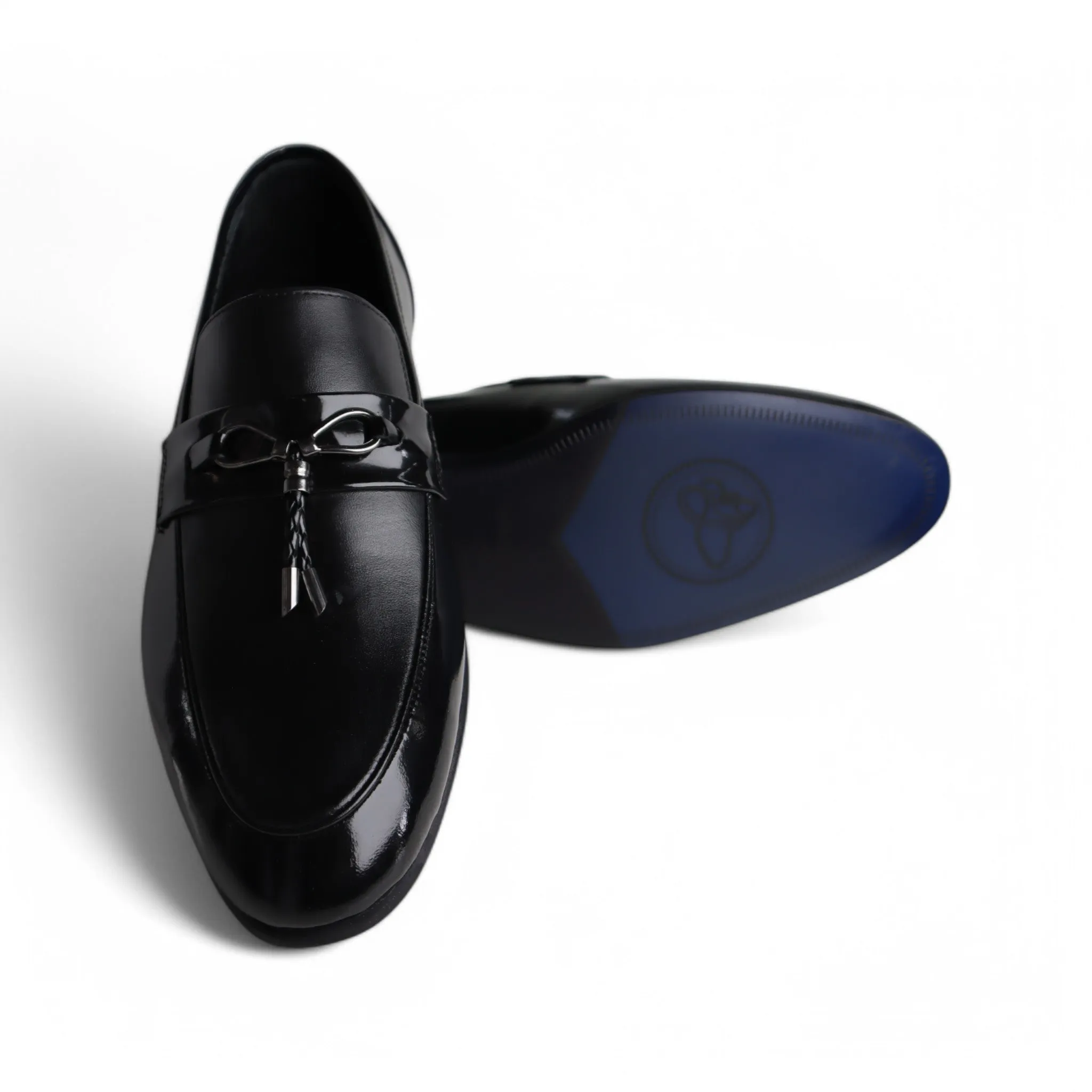 Wenitto Mens Black Leather Loafers