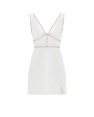 White Bonded Crepe Mini Dress