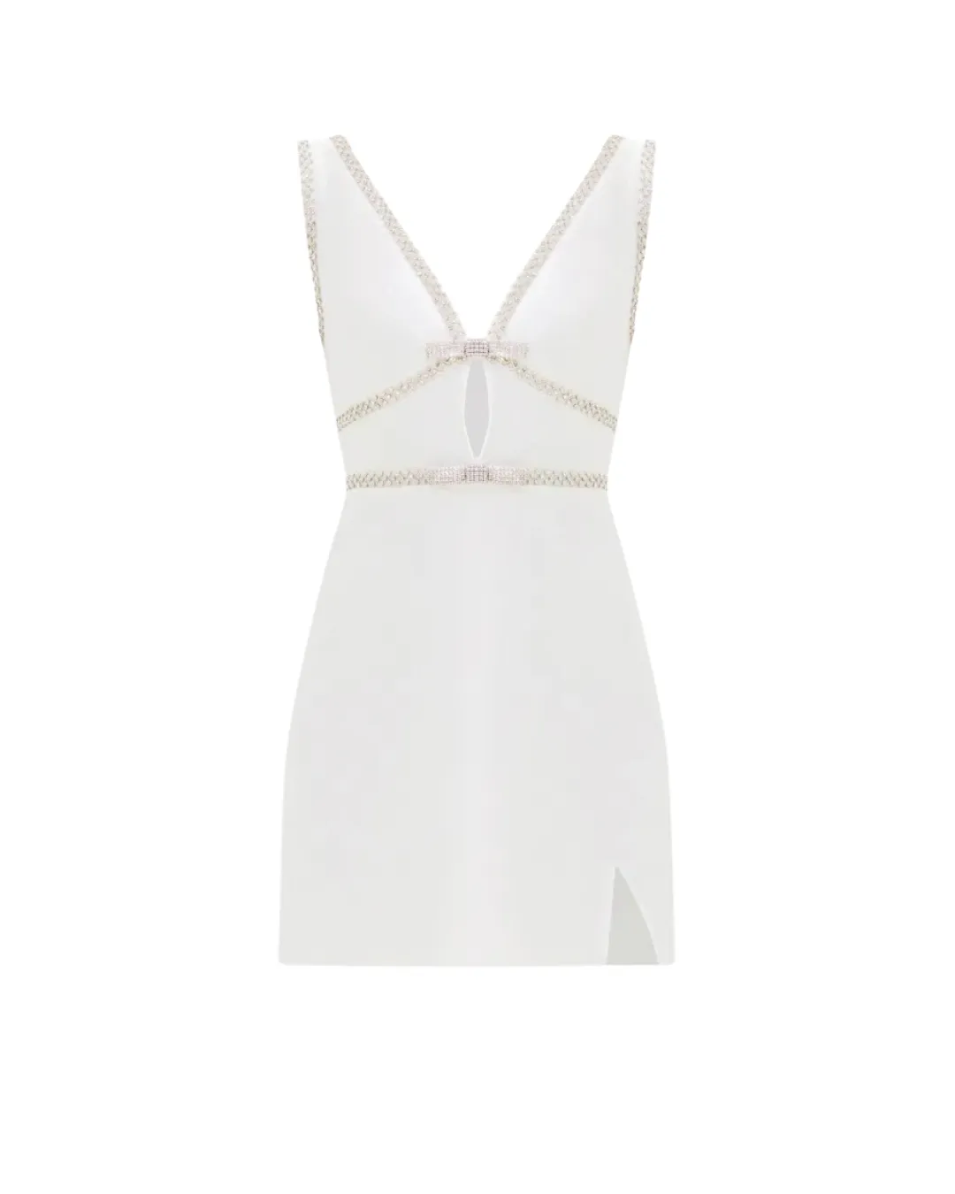 White Bonded Crepe Mini Dress
