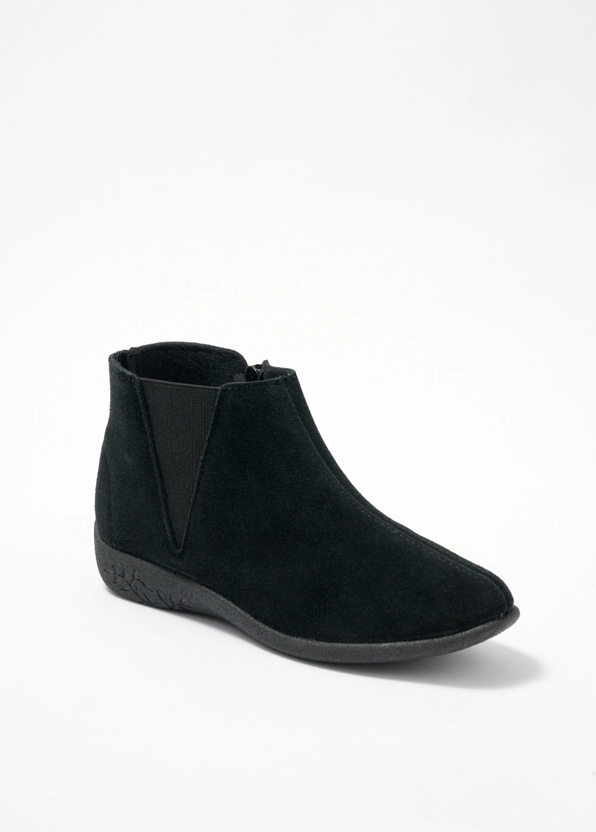 Wide comfort leather boots with elasticated zips