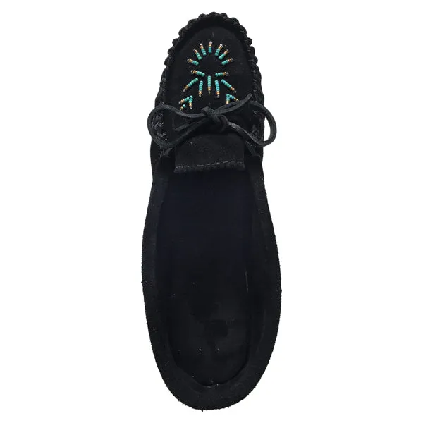Women's Beaded Black Moccasin Shoes