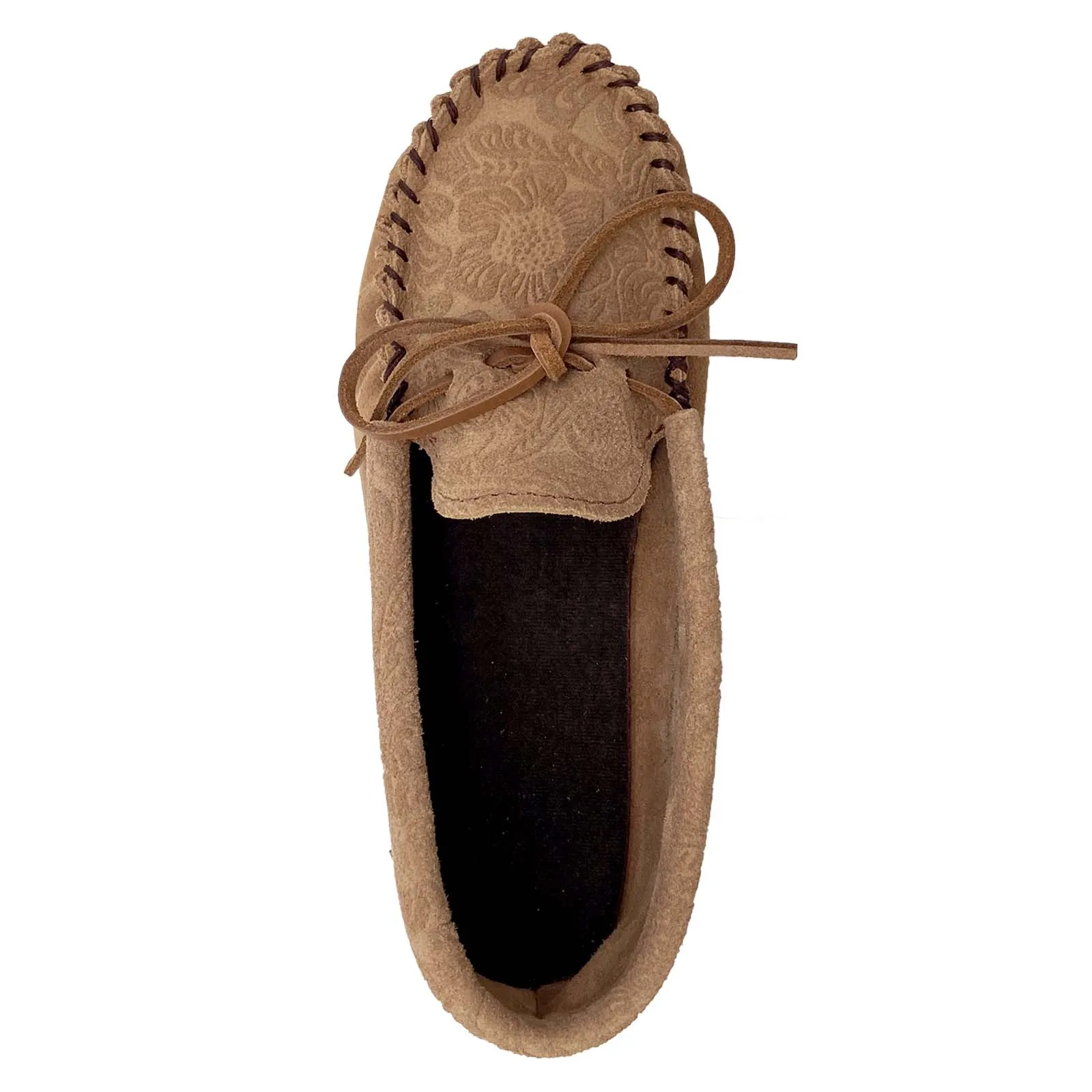 Women's Floral Embossed Suede Moccasin Shoes