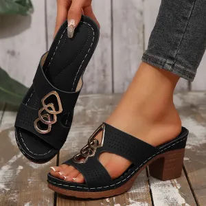 WOMEN'S LEATHER PLATFORM HIGH HEELS ORTHOPAEDIC SANDALS