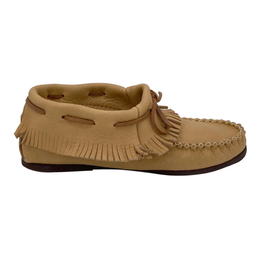 Women's Maple Moose Hide Fringed Moccasin Shoes