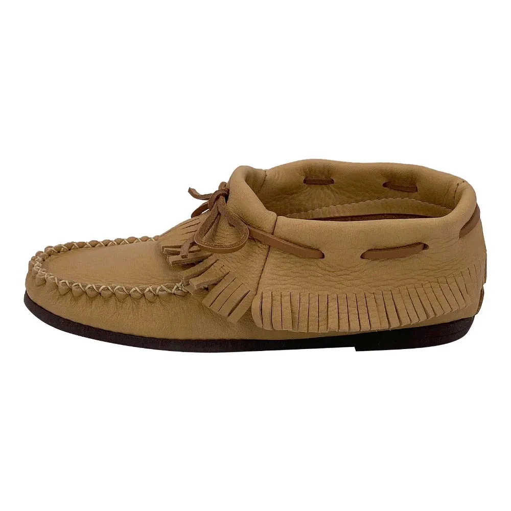 Women's Maple Moose Hide Fringed Moccasin Shoes