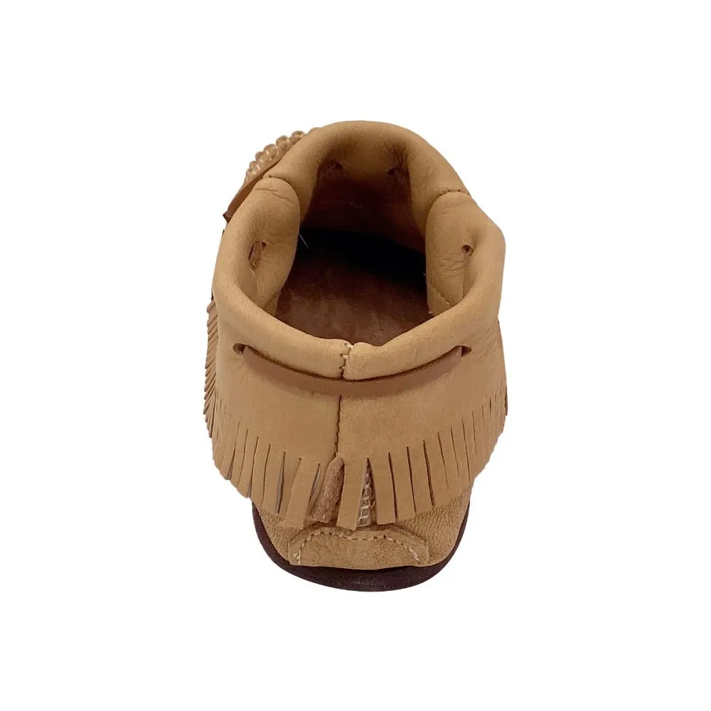 Women's Maple Moose Hide Fringed Moccasin Shoes