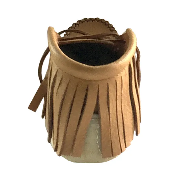 Women's Moose Hide Leather Fringed Moccasin Boots for Earthing