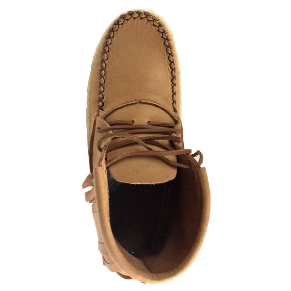Women's Moose Hide Leather Fringed Moccasin Boots for Earthing