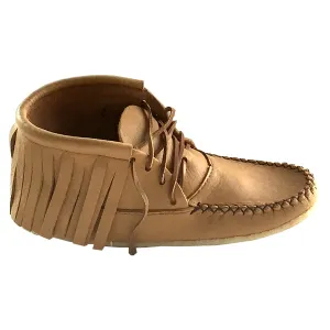 Women's Moose Hide Leather Fringed Moccasin Boots for Earthing