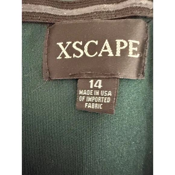 Xscape Women Dress 14 Green Ruffle Off The Shoulder Asymmetric Maxi Wedding