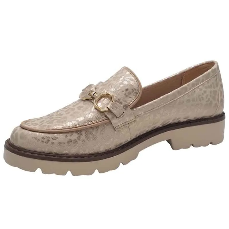 Zanni & Co Womens Nude Animal Print Loafer - Saphin