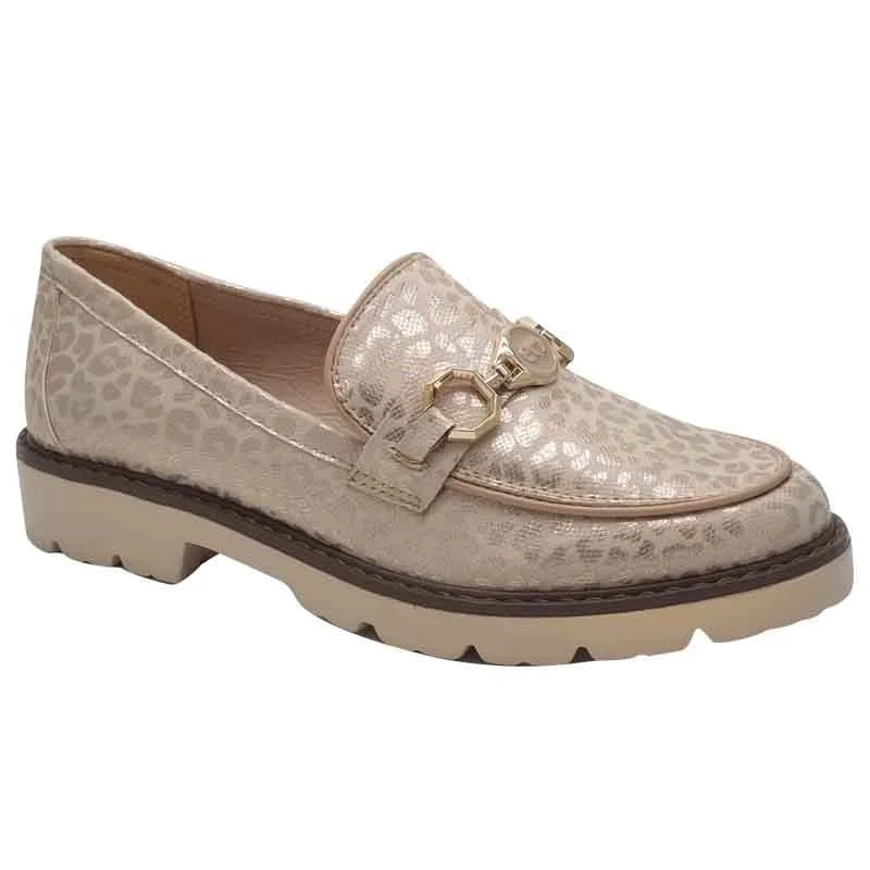 Zanni & Co Womens Nude Animal Print Loafer - Saphin