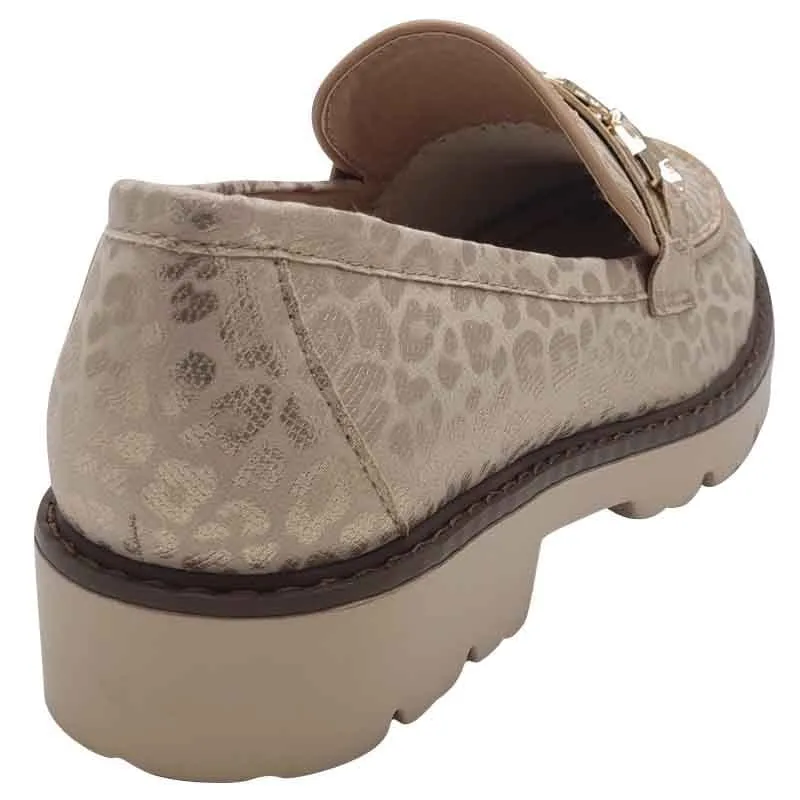 Zanni & Co Womens Nude Animal Print Loafer - Saphin